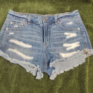American Eagle Tomgirl Shortie Blue Denim Short Womens Size 0 ©
